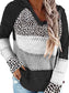 Openwork Leopard Drawstring Hooded Sweater - All Sizes