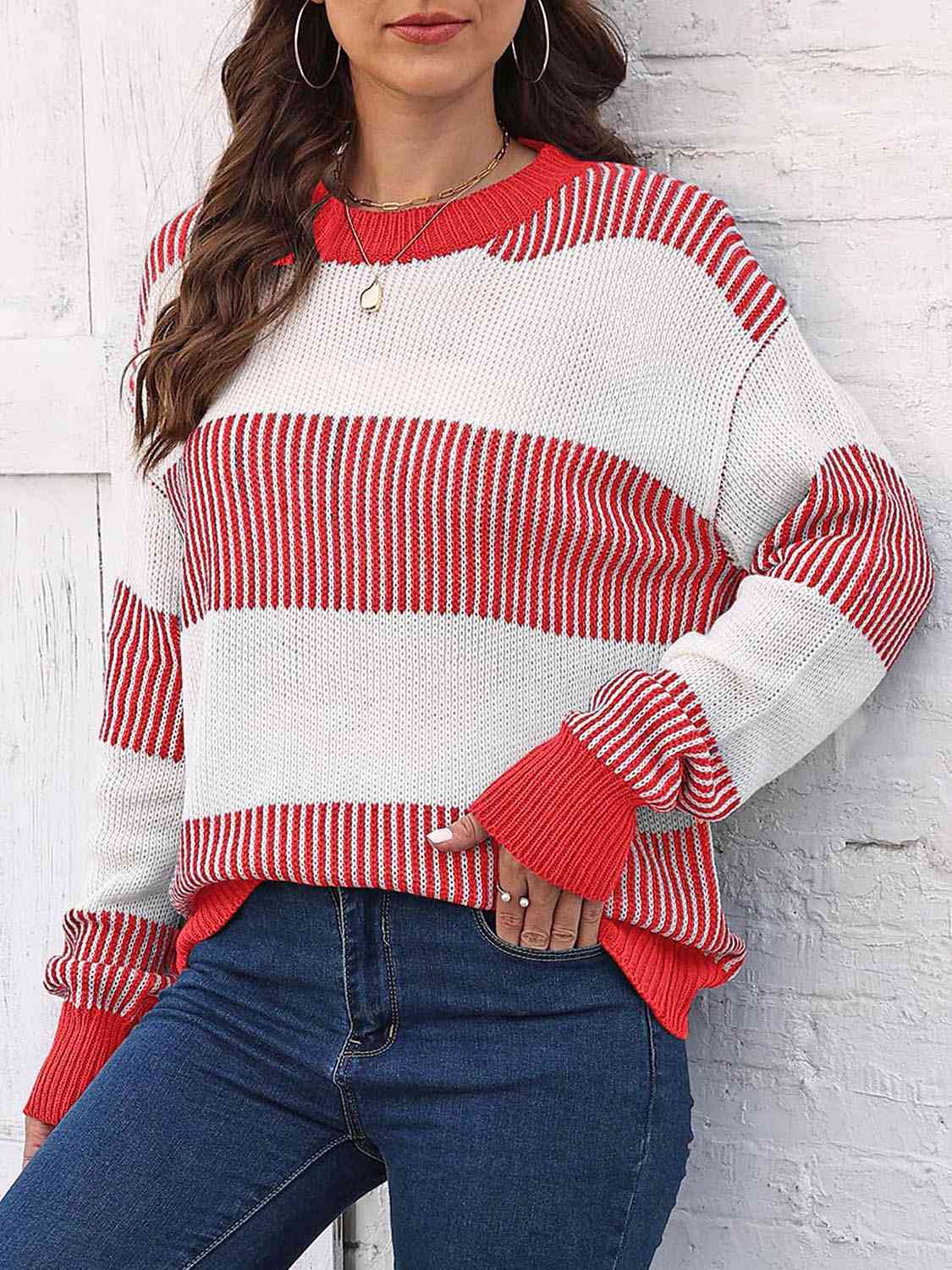 Round Neck Drop Shoulder Sweater - All Sizes