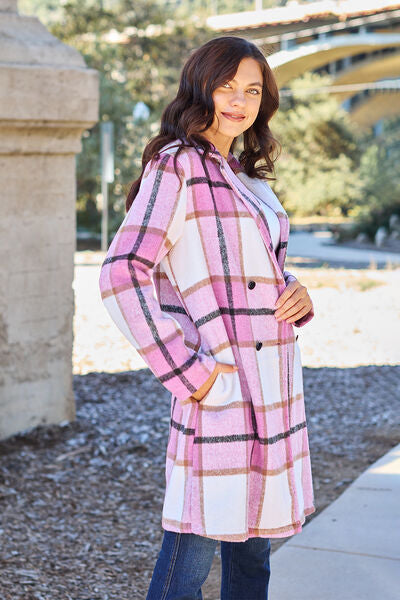 Plaid Button Up Lapel Collar Coat - All Sizes