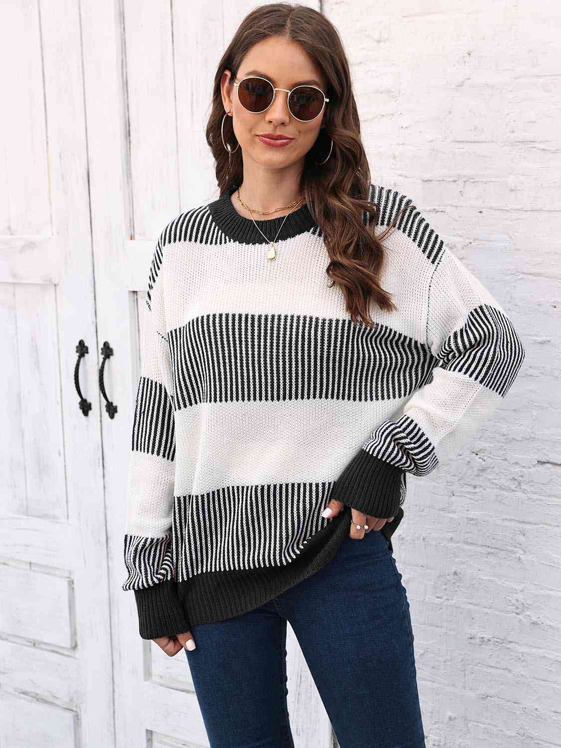 Round Neck Drop Shoulder Sweater - All Sizes