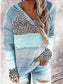 Openwork Leopard Drawstring Hooded Sweater - All Sizes