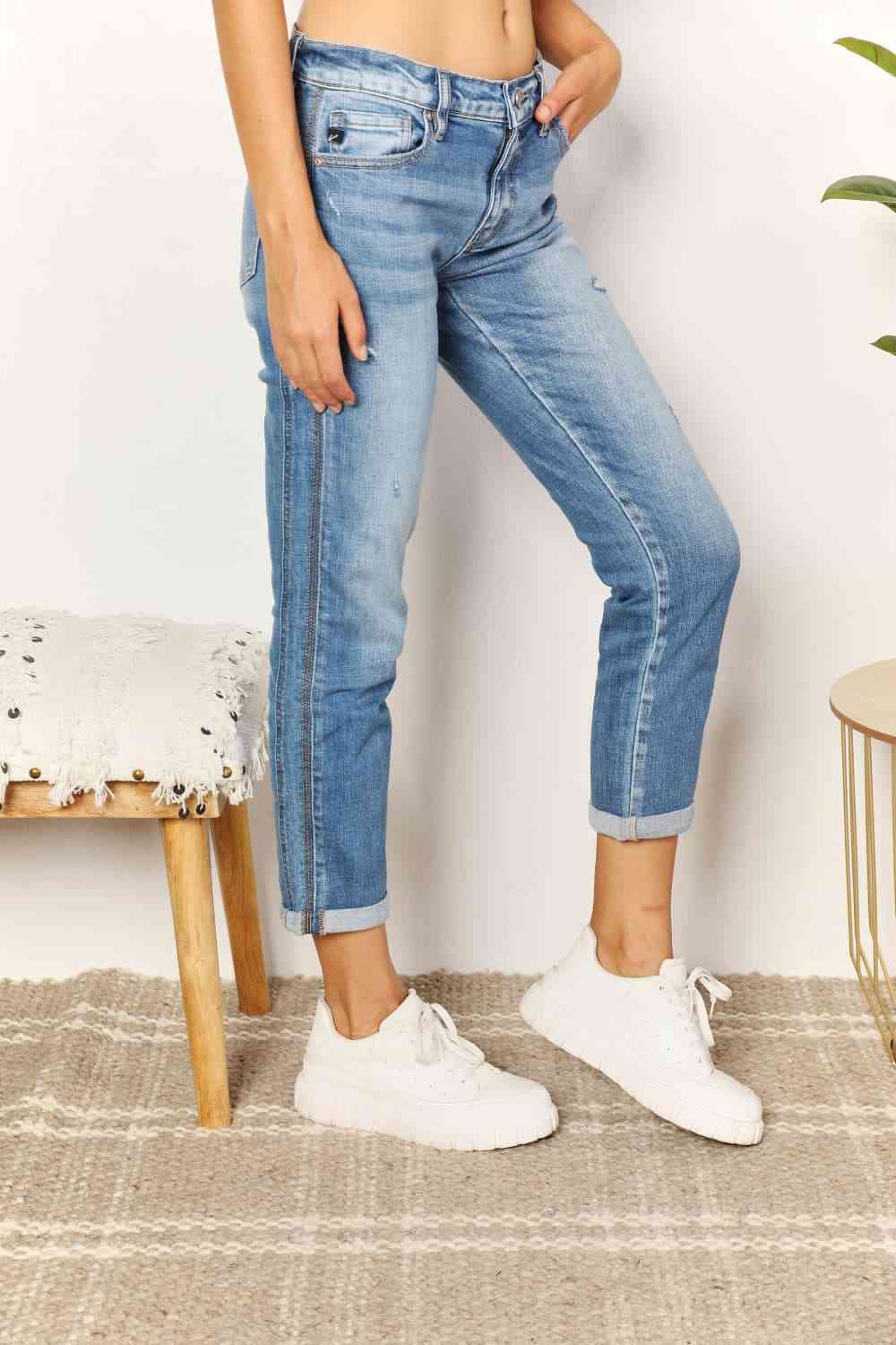 Kancan Mid Rise Slim Boyfriend Jeans