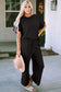 Texture Short Sleeve Top and Pants Set - All Sizes