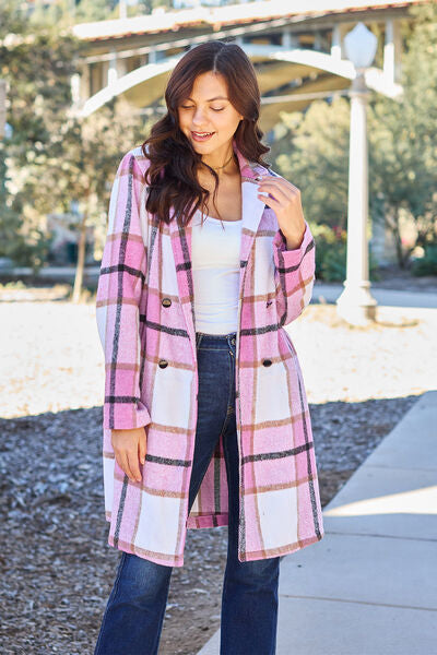 Plaid Button Up Lapel Collar Coat - All Sizes