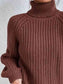 Turtleneck Rib-Knit Slit Sweater - All Sizes