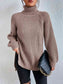 Turtleneck Rib-Knit Slit Sweater - All Sizes