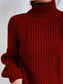 Turtleneck Rib-Knit Slit Sweater - All Sizes