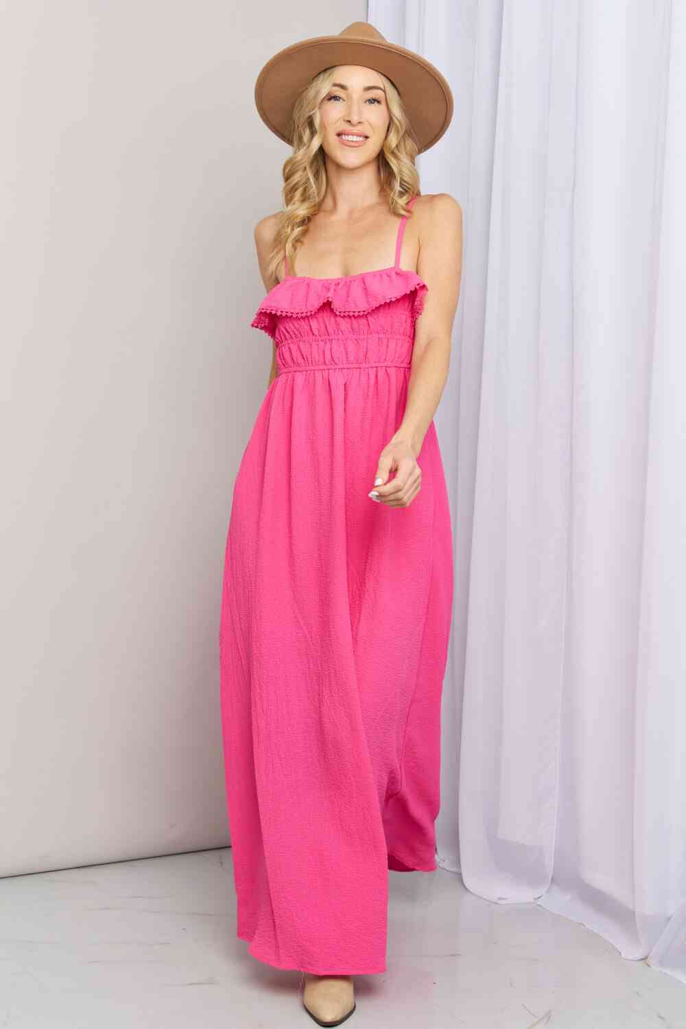 Pink Shirred Sleeveless Dress - All Sizes