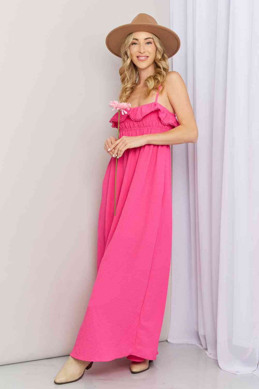 Pink Shirred Sleeveless Dress - All Sizes